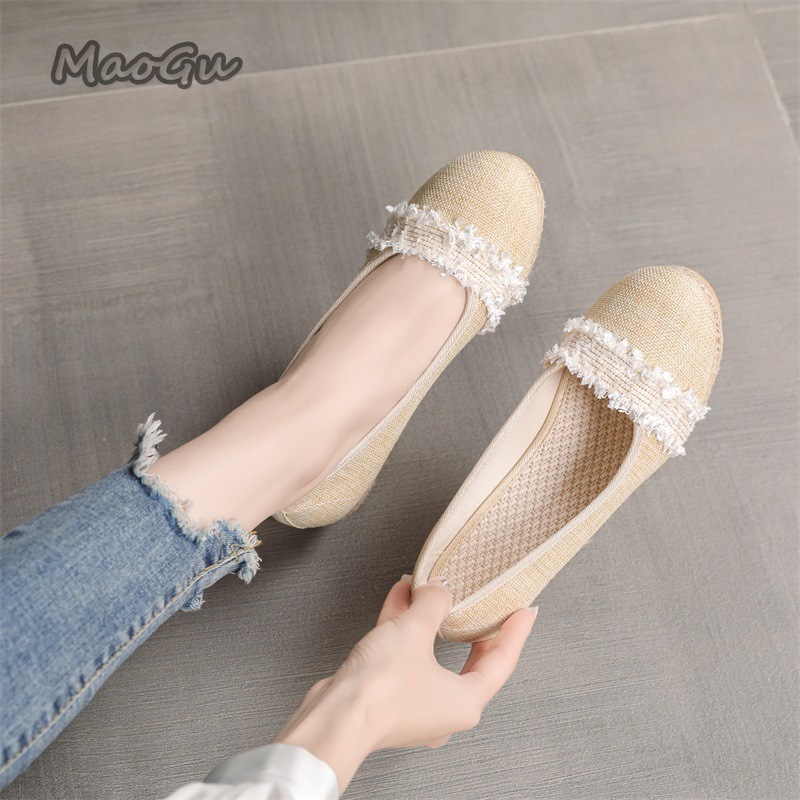 Wedge Espadrille Women - Damen-Espadrille-Keilabsatzschuhe, runde Zehenpartie, Slip-On-Freizeitschuhe, atmungsaktives, leichtes