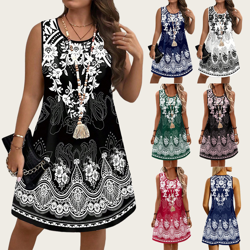 Romper Floral Print - Ethnischer Stil Vintage-Kleider 2026 Sommer Damenkleider