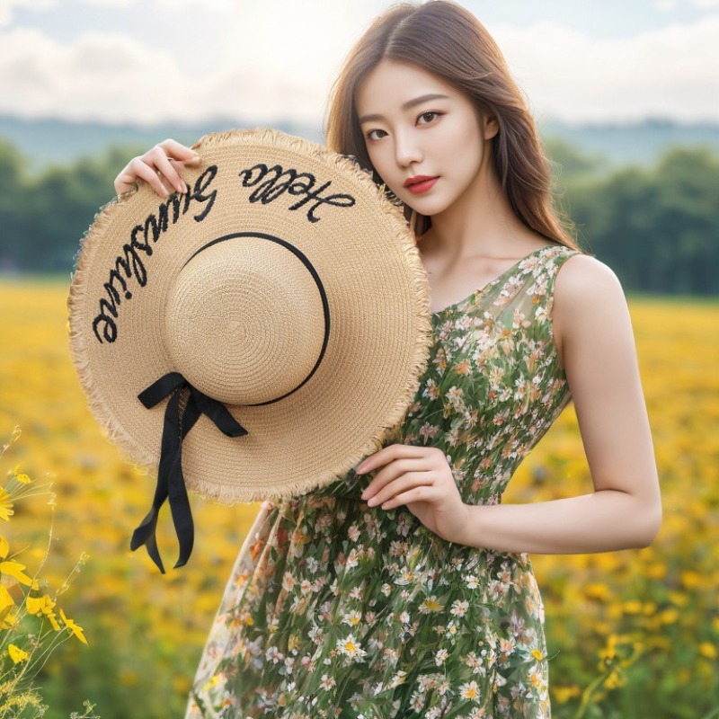 Hat Floppy Wide - 1 Stück Sommer-Sonnenhut für Damen, Brautparty