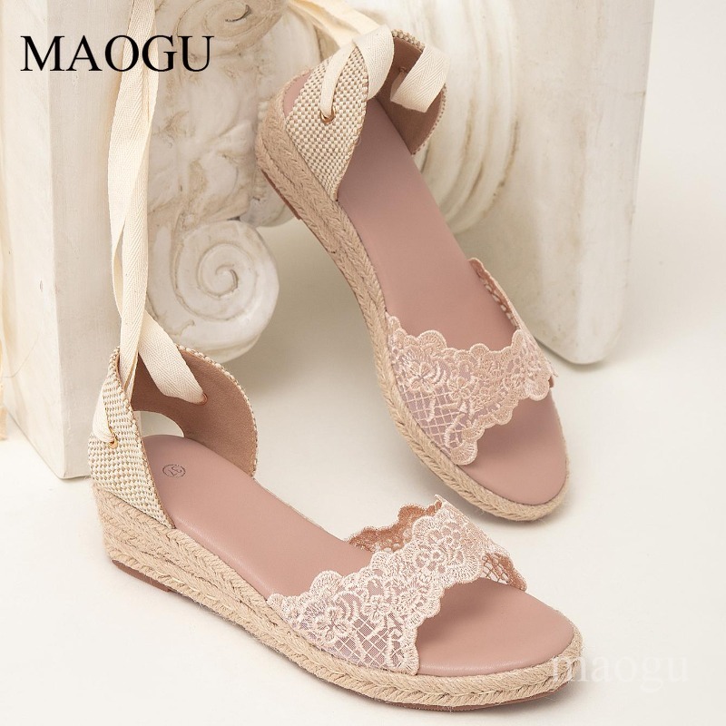 Wedge Espadrille Women - Damen Boho Keilabsatz-Espadrille-Sandalen mit Knöchelriemen, Plateau-Schuhe,