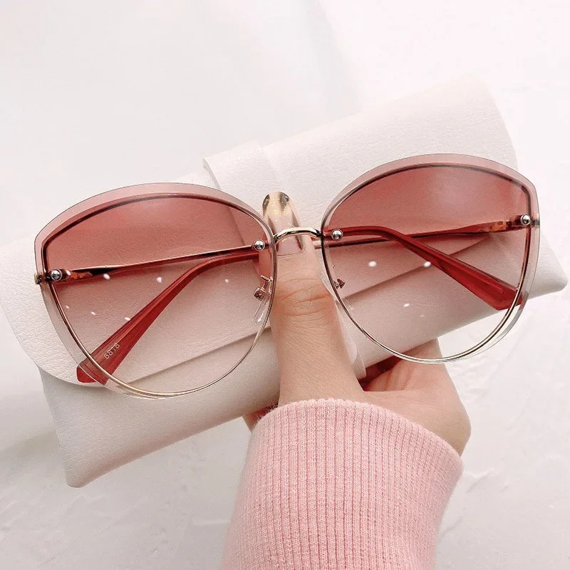 Hochwertige ovale randlose Dam – Sunglasses Cat Eye Bewertung und Preis