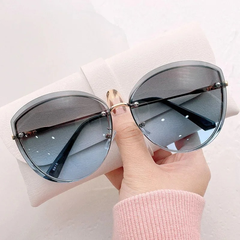 Hochwertige ovale randlose Dam – Sunglasses Cat Eye Bewertung und Preis