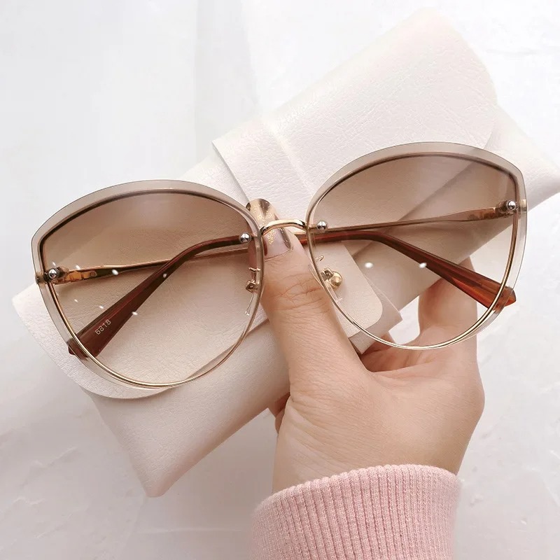 Hochwertige ovale randlose Dam – Sunglasses Cat Eye Bewertung und Preis